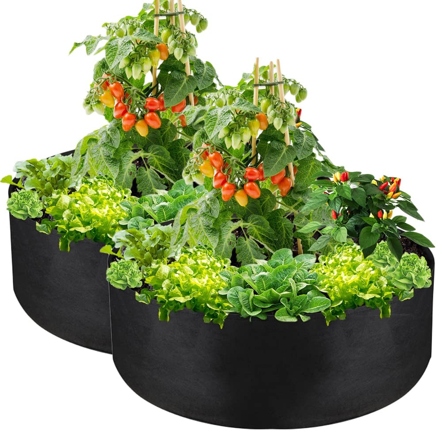 2-Pack 50 Gallon Grow Bag, Heavy Duty Thickened Fabric Pots Round Raised Gard…