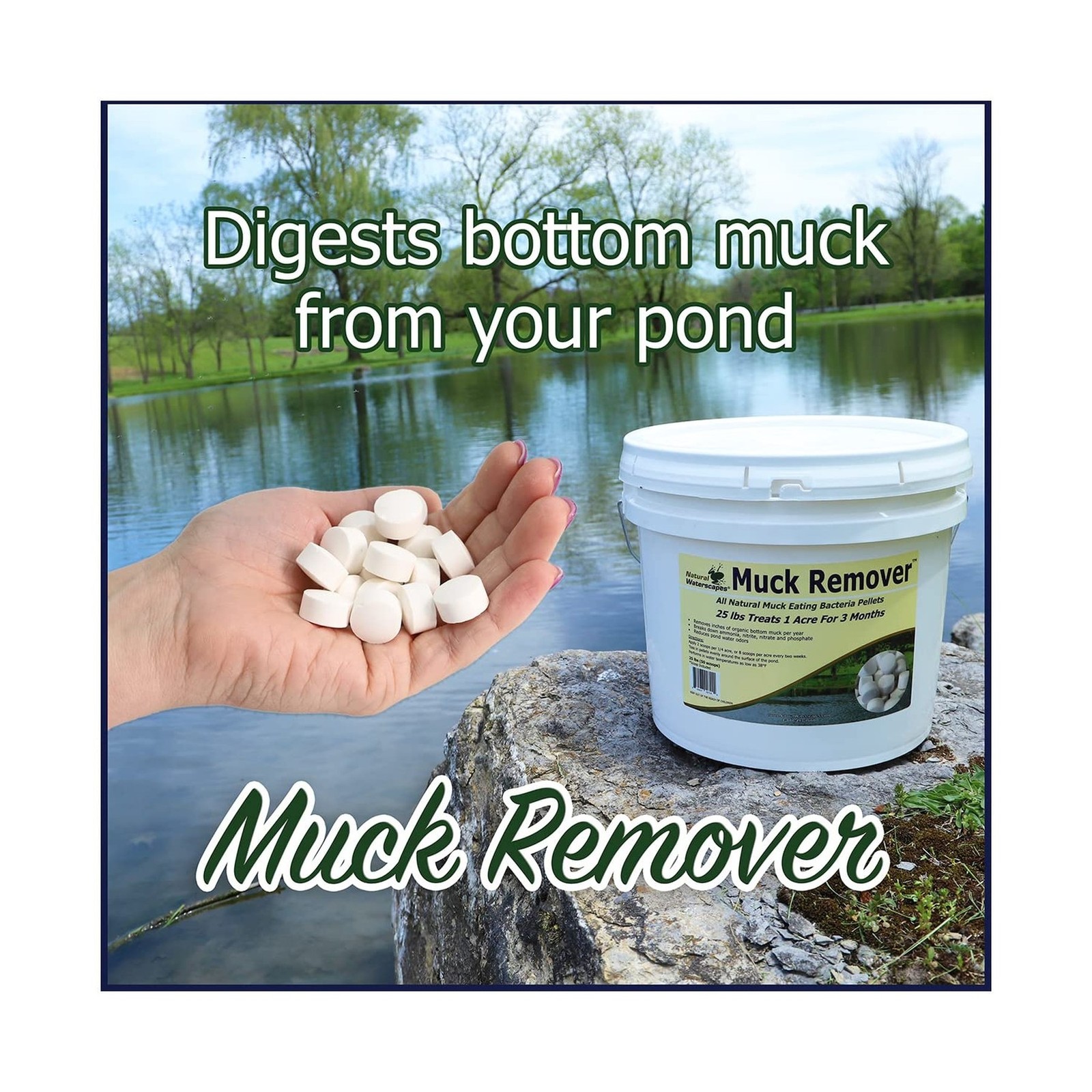 Muck Remover Pellets 10 lb Pond Tablets Treats 2.5 Acres – Pond Sludge Remove…