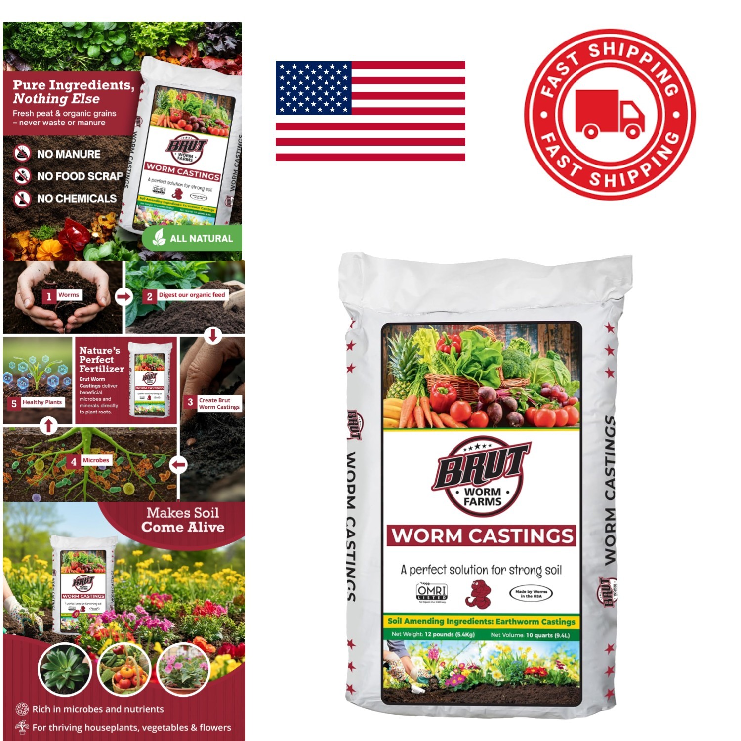 Certified Organic Worm Castings 12 LB for Optimal Plant Nutrition and Health