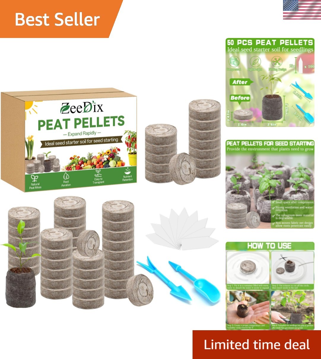 40mm Compressed Peat Pellets – Essential 50 Pcs Seed Starter Kit for Vegetables