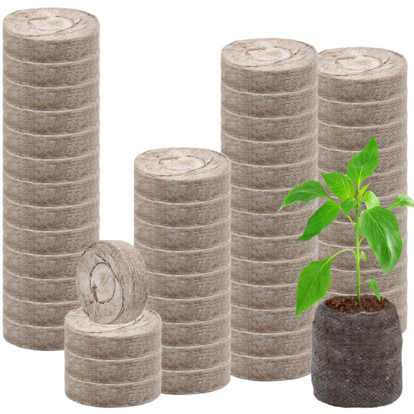 50 Pcs Seed Starter Peat Pellets Pods – Compressed Soil Plugs for Seedlings, Her