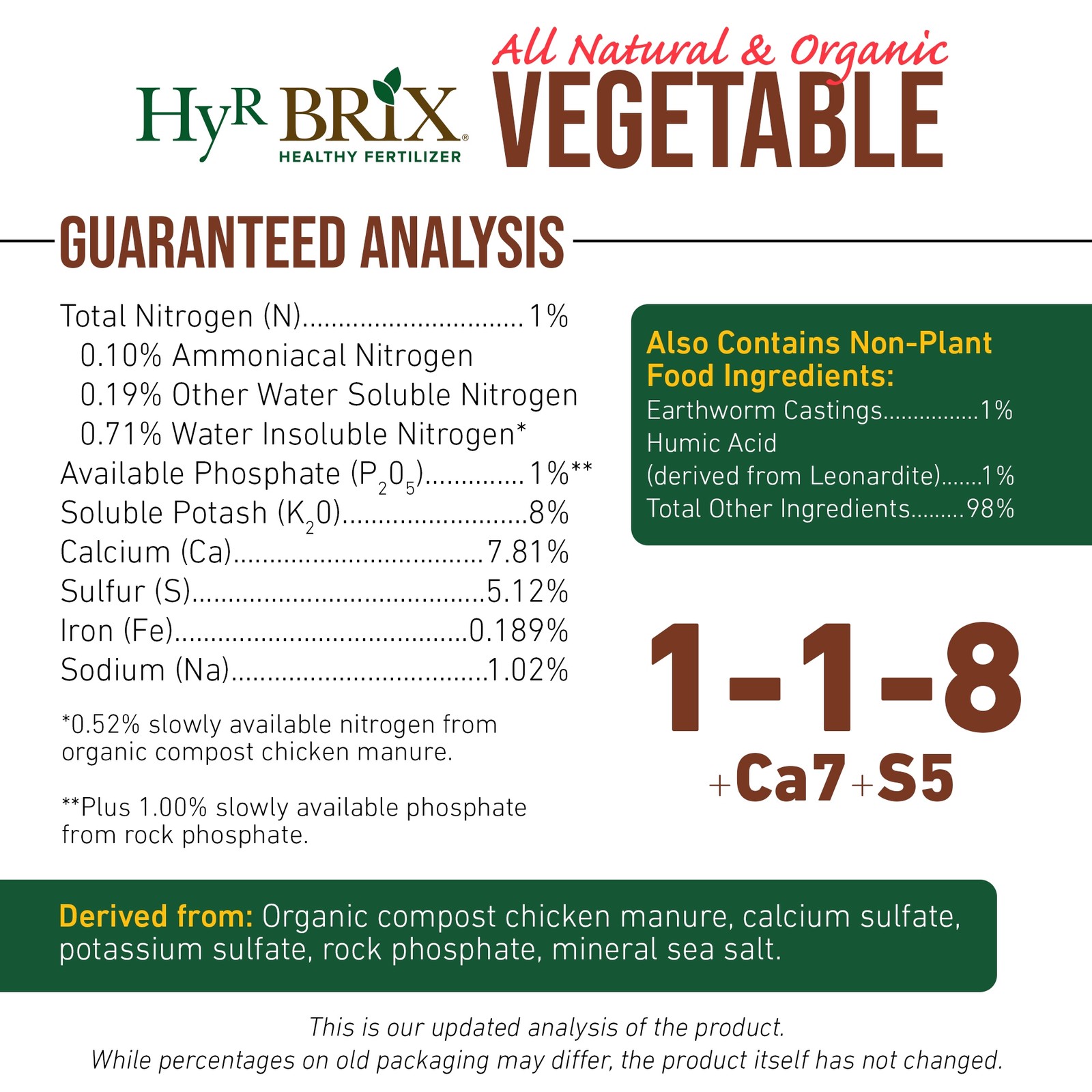 HyR BRIX All Natural & Organic 1-1-8 Vegetable Garden Fertilizer, 5lb Bucket