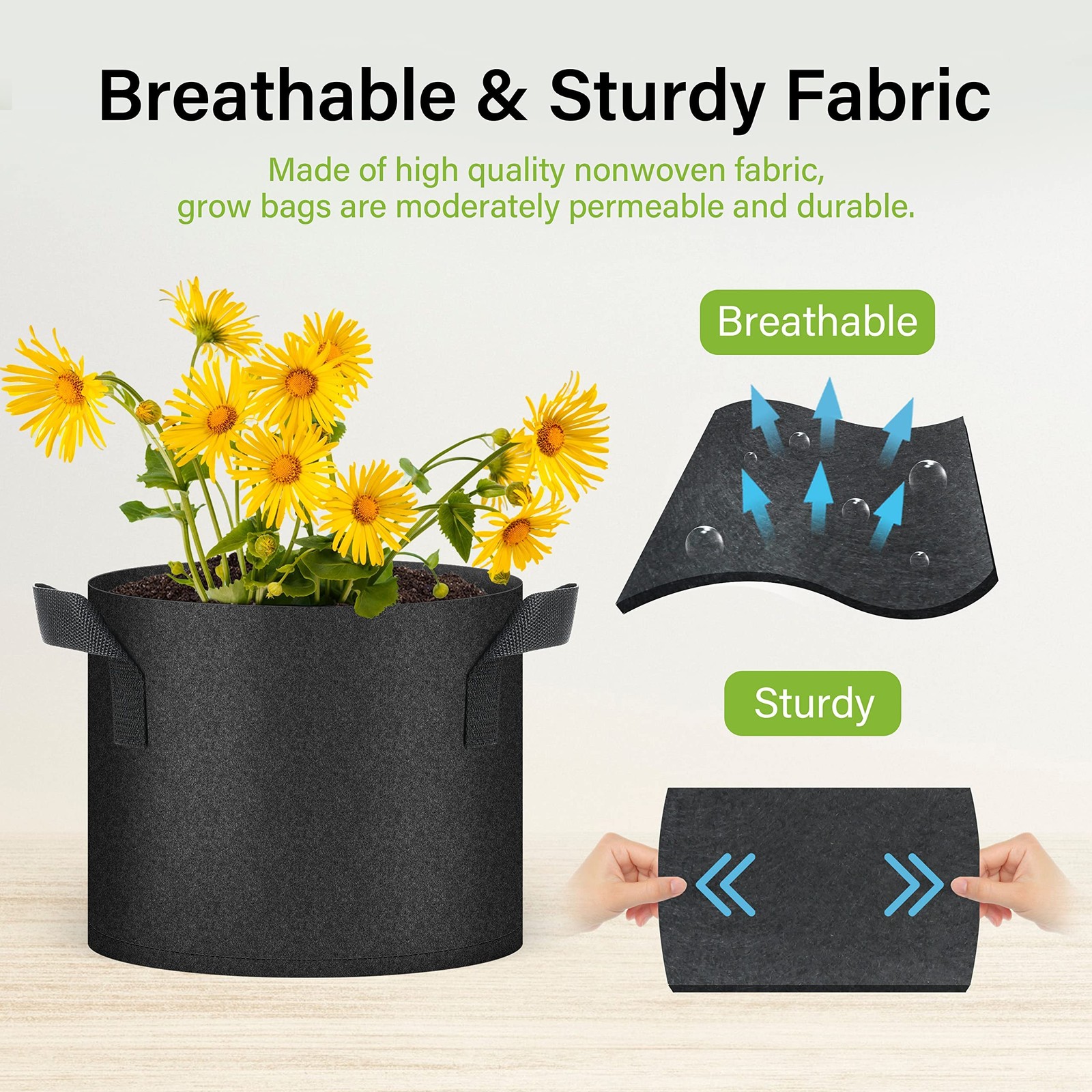 HealSmart Plant Grow Bags 5 Gallon, Tomoato Planter Pots 10-Pack with Handles…