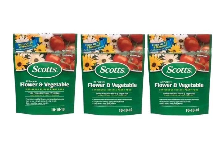 3 *** Scotts Flower & Vegetable Continuous Release Plant Food Granules 3 lbs
