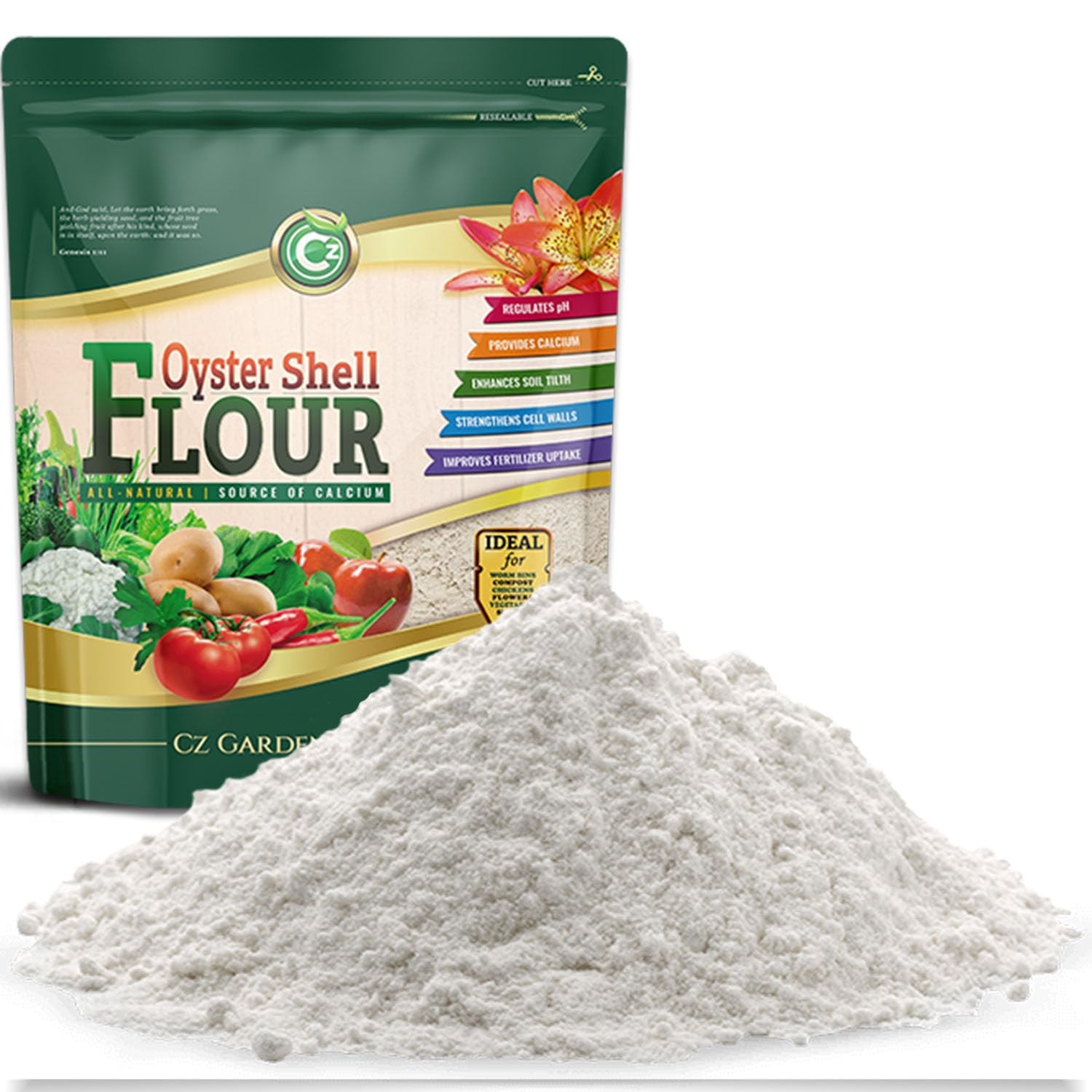 Oyster Shell Flour 5LB – Made in USA – OMRI Listed – Soil Amendment…