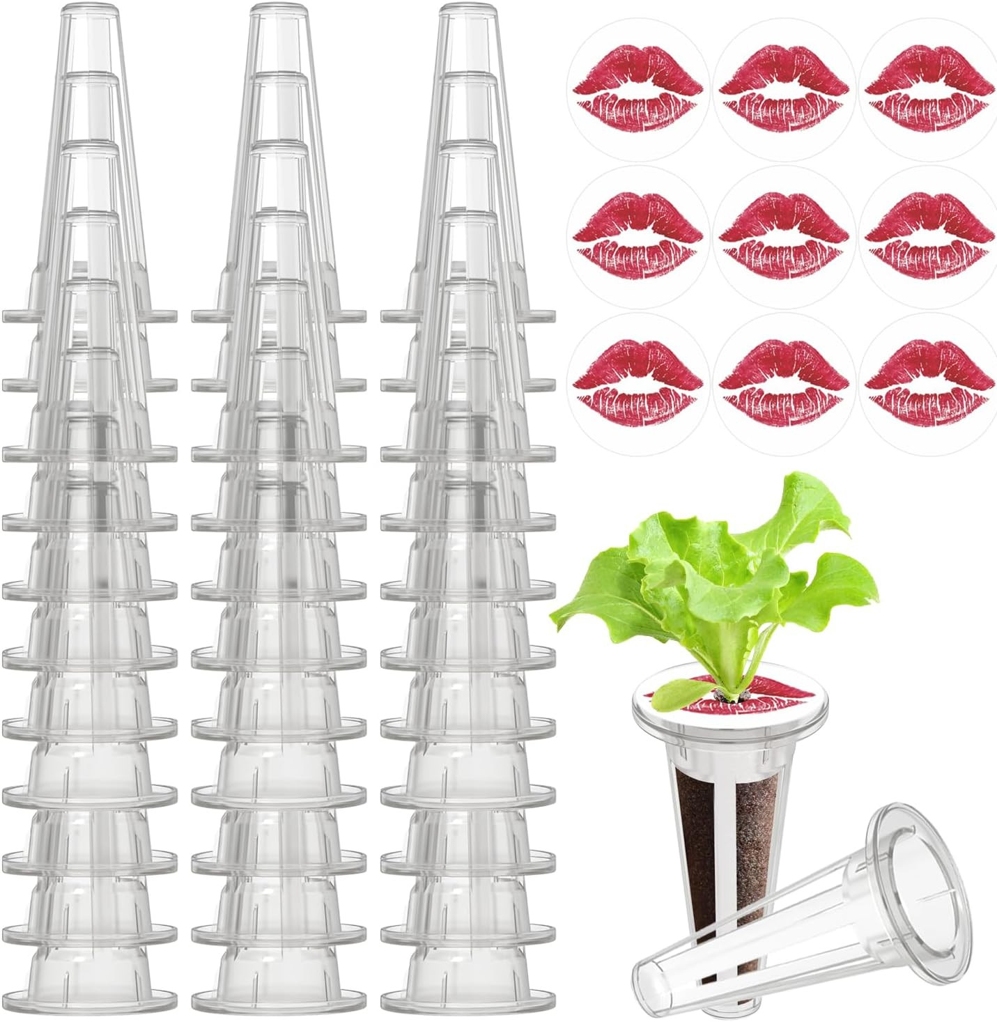 50pk Hydroponics Grow Baskets w/ 50 Labels for Most Systems | Compatible with Ae
