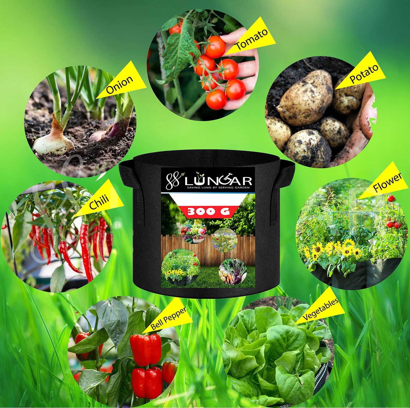 Plant Grow Bags 10 Gallon 5 Packs Planter Pot, Thickest Aeration 300G Non-Wov…
