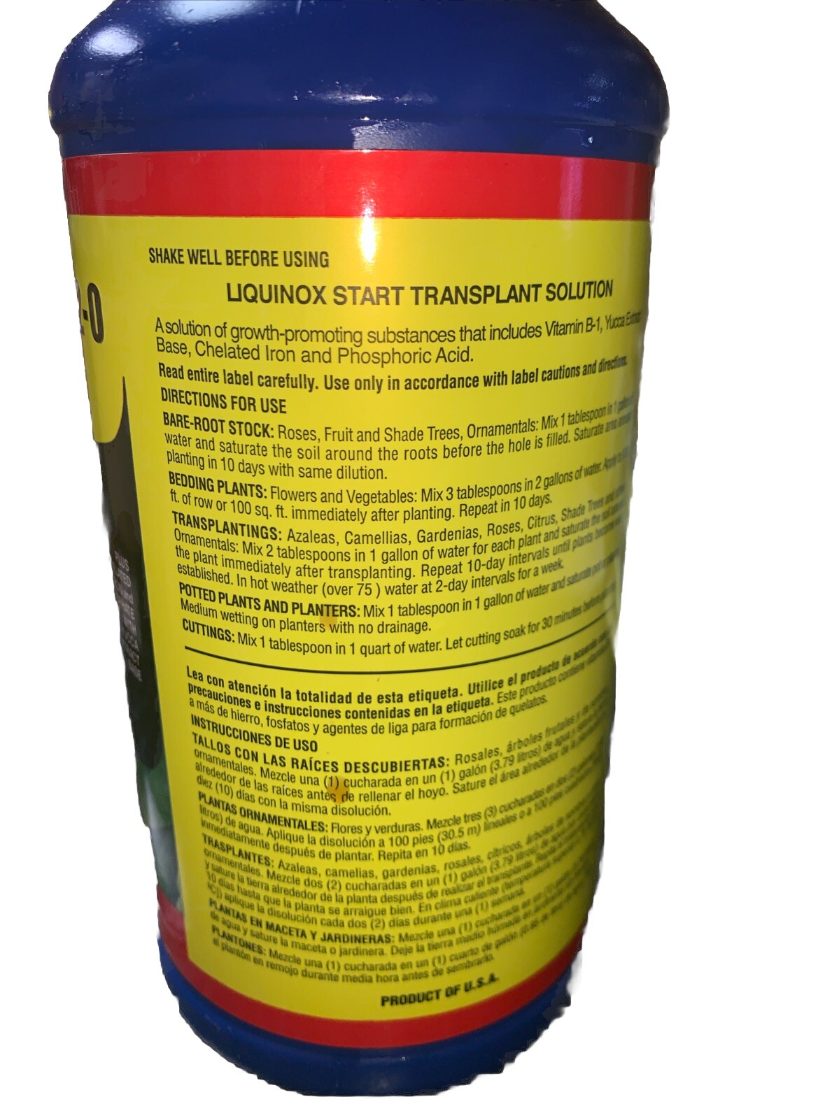 Liquinox Start Vitamin B-1 Transplant solution bottle 32oz
