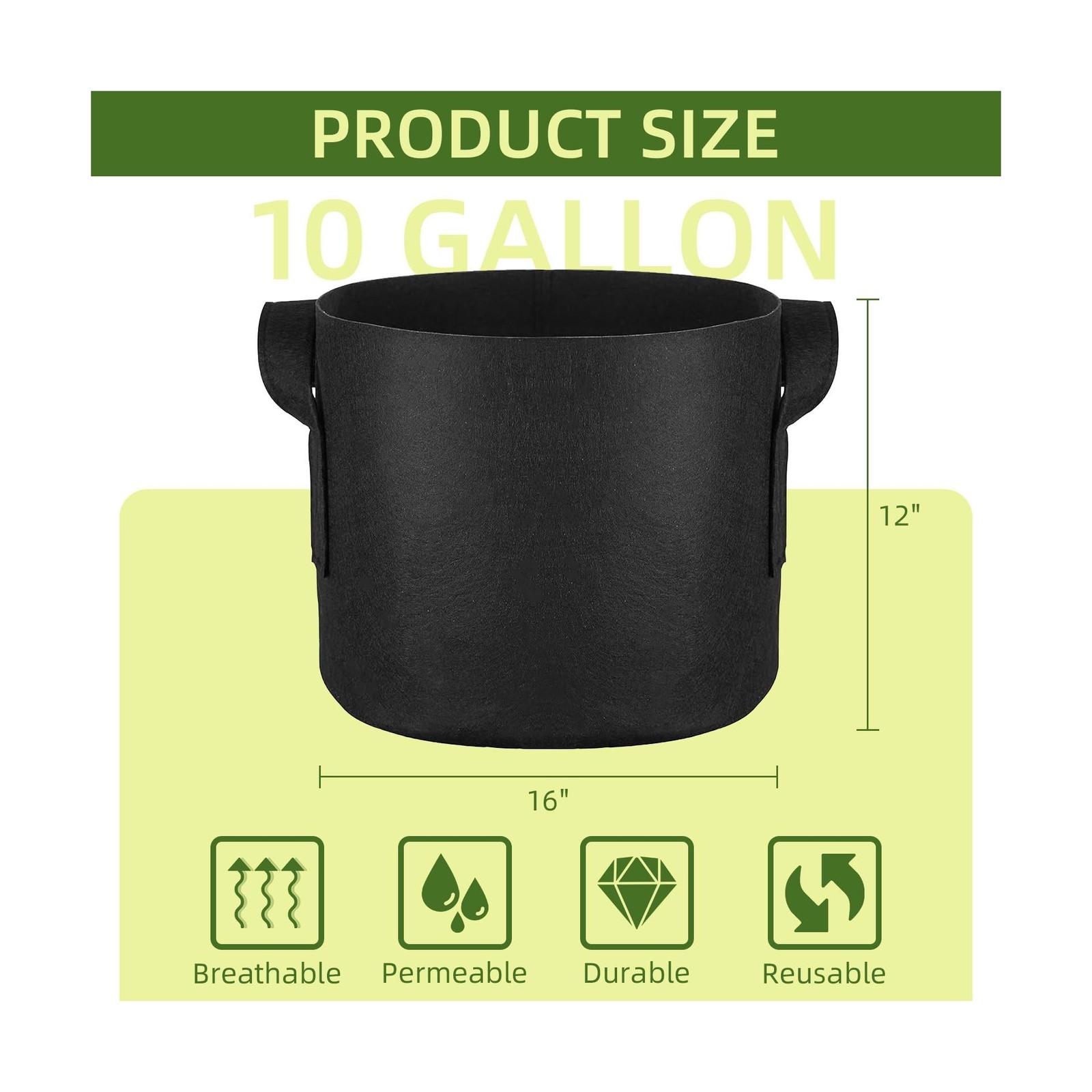 24 Pack 10 Gallon Grow Bags, Heavy Duty Thickened Aeration Fabr… Fast USA SHIP