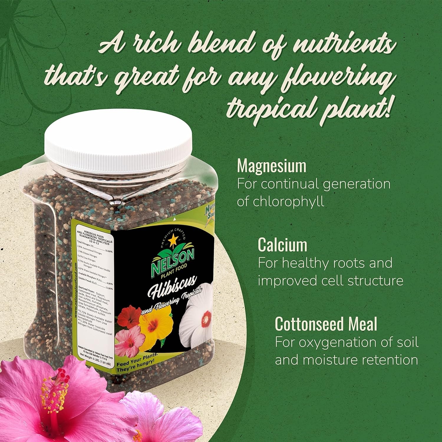 NutriStar 10-4-12 Fertilizer – 4 lb Granular Plant Food for Vibrant Blooms
