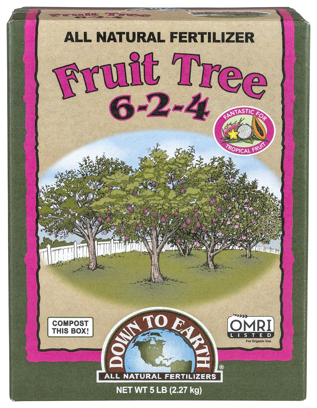 Organic Fruit Tree Fertilizer 5 lb All Natural 6 2 4 OMRI Approved Nutrients