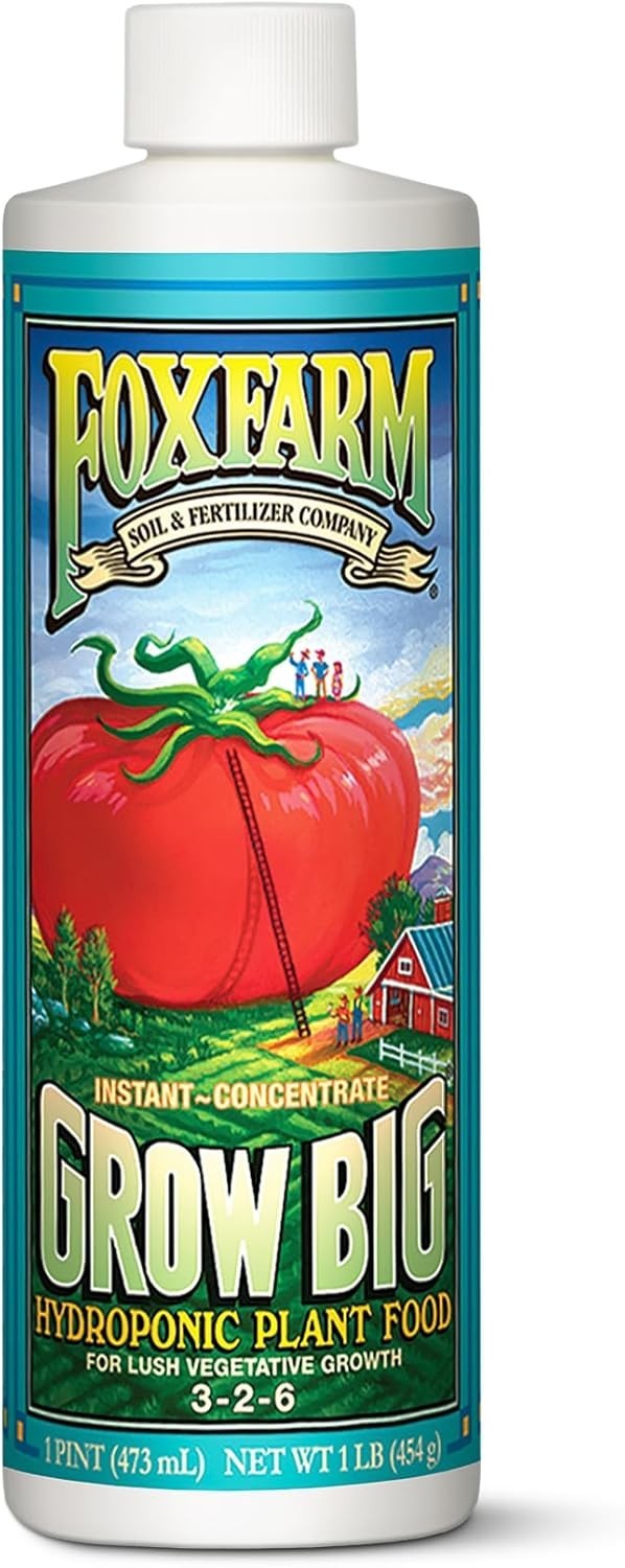 Grow Big Hydroponic Plant Food 3-2-6 Liquid Fertilizer for Vegetative Growth,…
