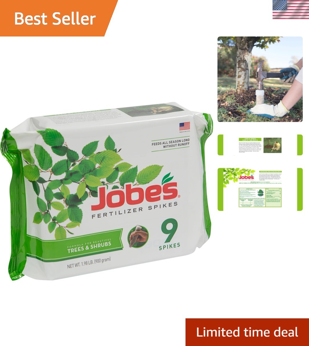 Jobe’s 9 Count Slow Release Fertilizer Spikes – Perfect for Tree & Shrub Health