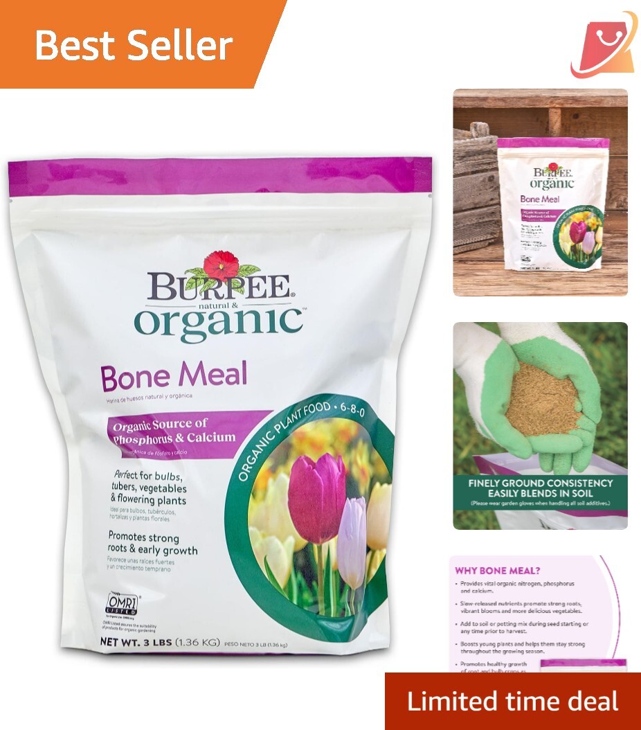 Bone Meal Fertilizer 3 lb Organic Add to Soil Strong Growth for Vegetables an…