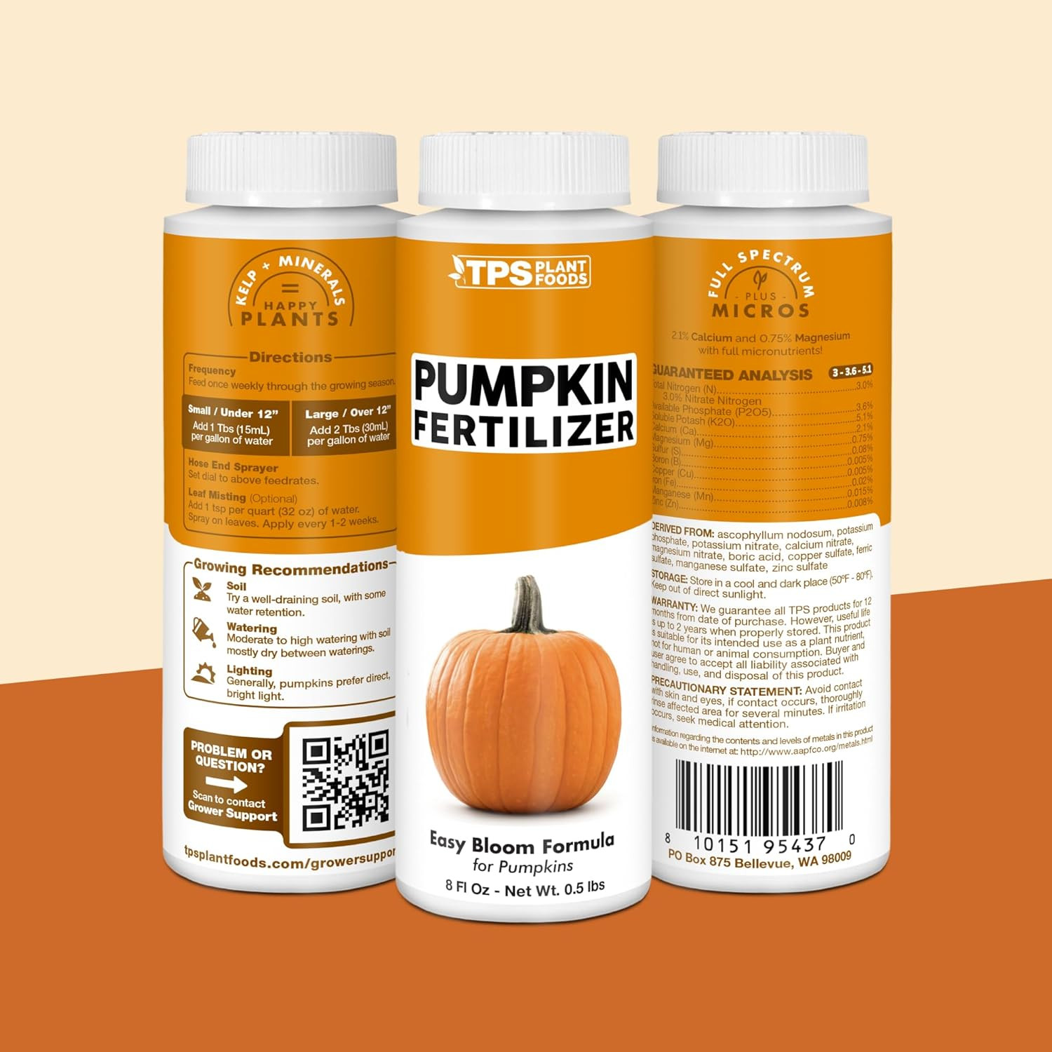 Pumpkin Fertilizer – Liquid Plant Food for Bigger Pumpkins, Vigorous Vines & Lar