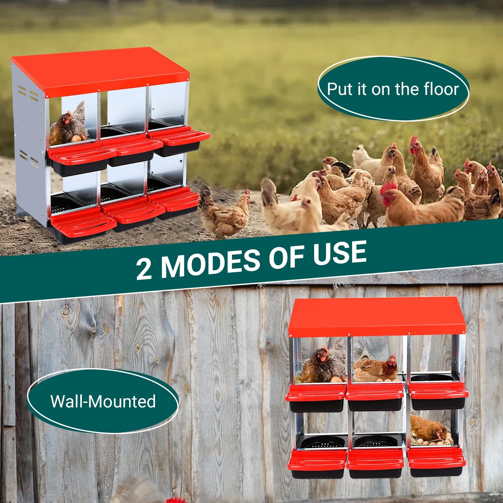 Cuisinsmart Chickens Laying Boxes For Chicken Coop 6 Compartments Chicken