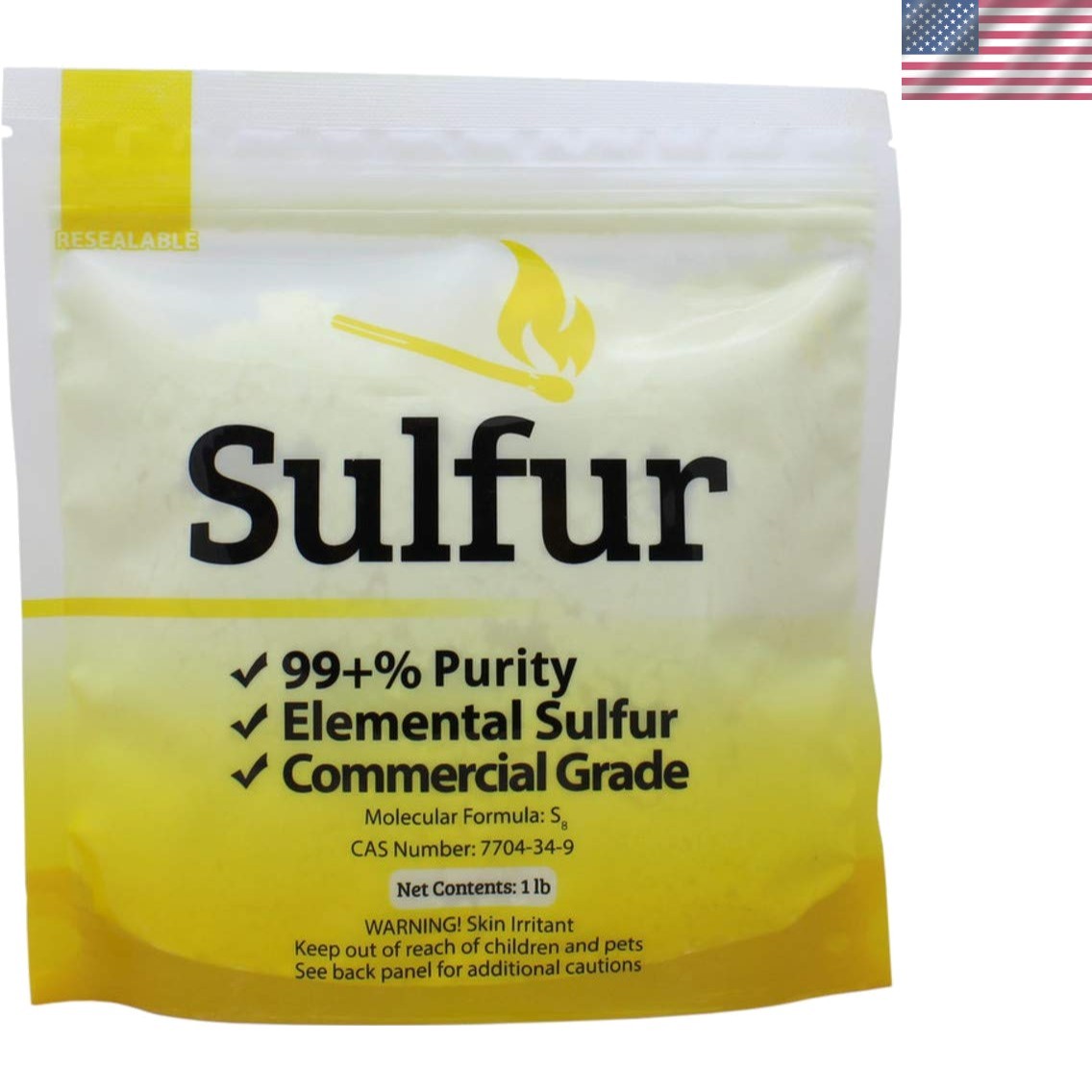 High Purity 99.5% Yellow Sulfur Powder – 1 lb for Industrial Soil Applications