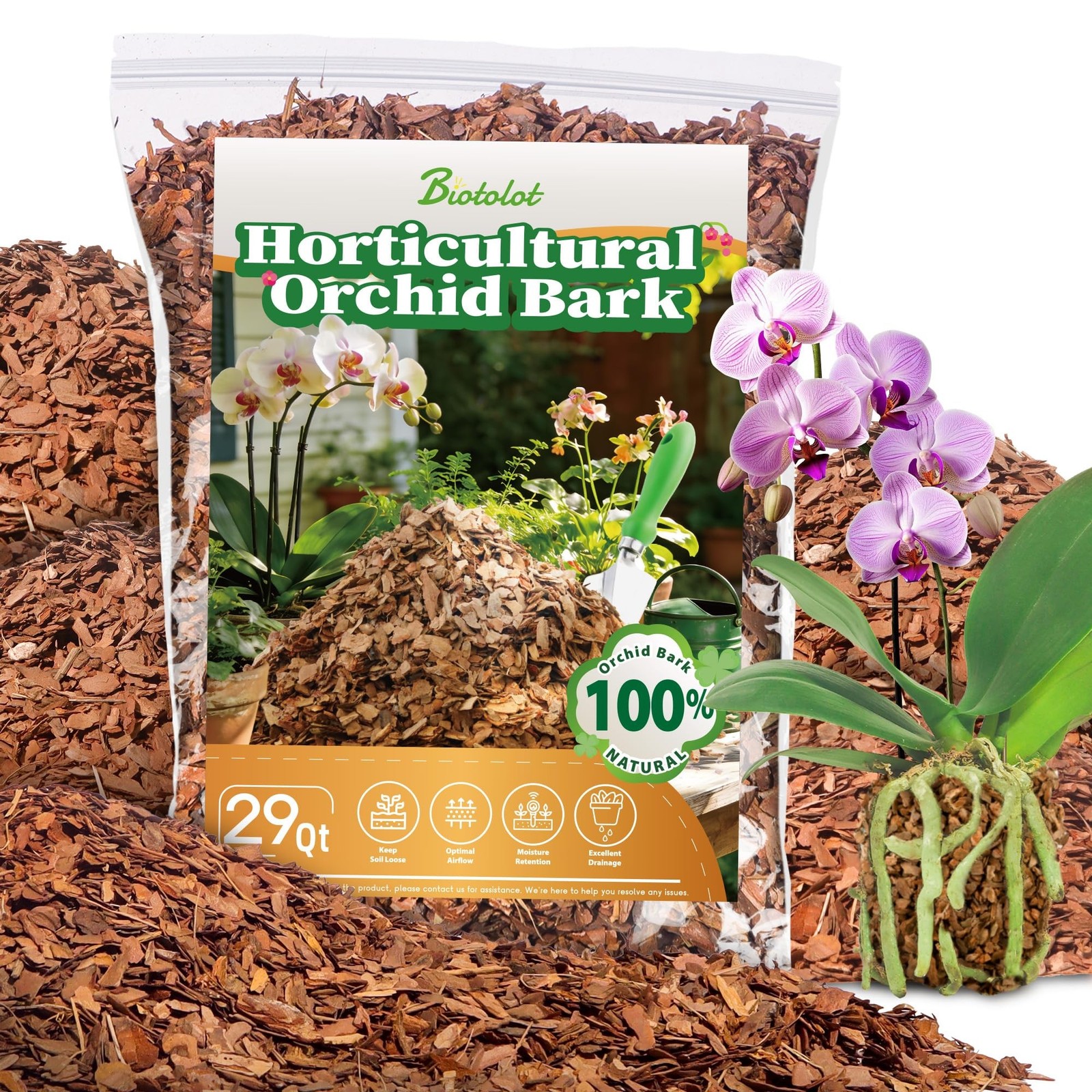 29qt Orchid Bark Horticultural Grade- Natural Mulch for Potted Plants, Root D…