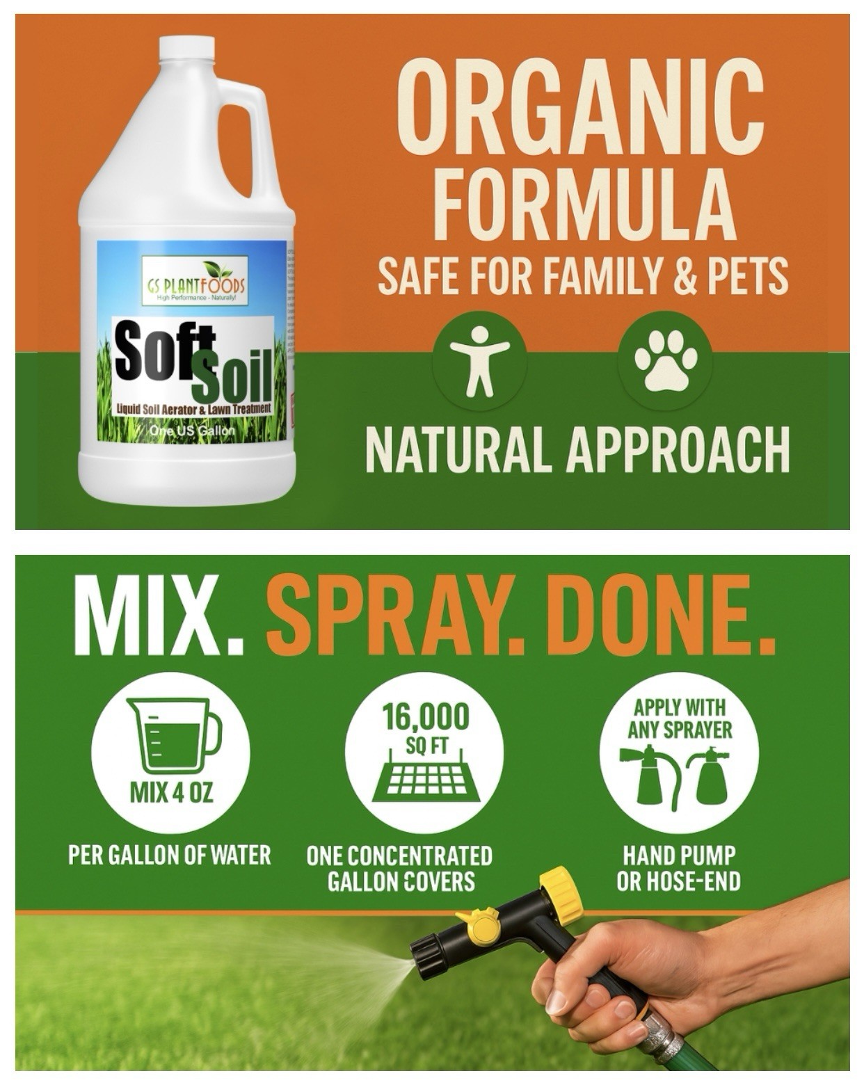 Soft Soil Liquid Soil Aerator & Lawn Treatment by GS Plant Foods – 1 Gallon