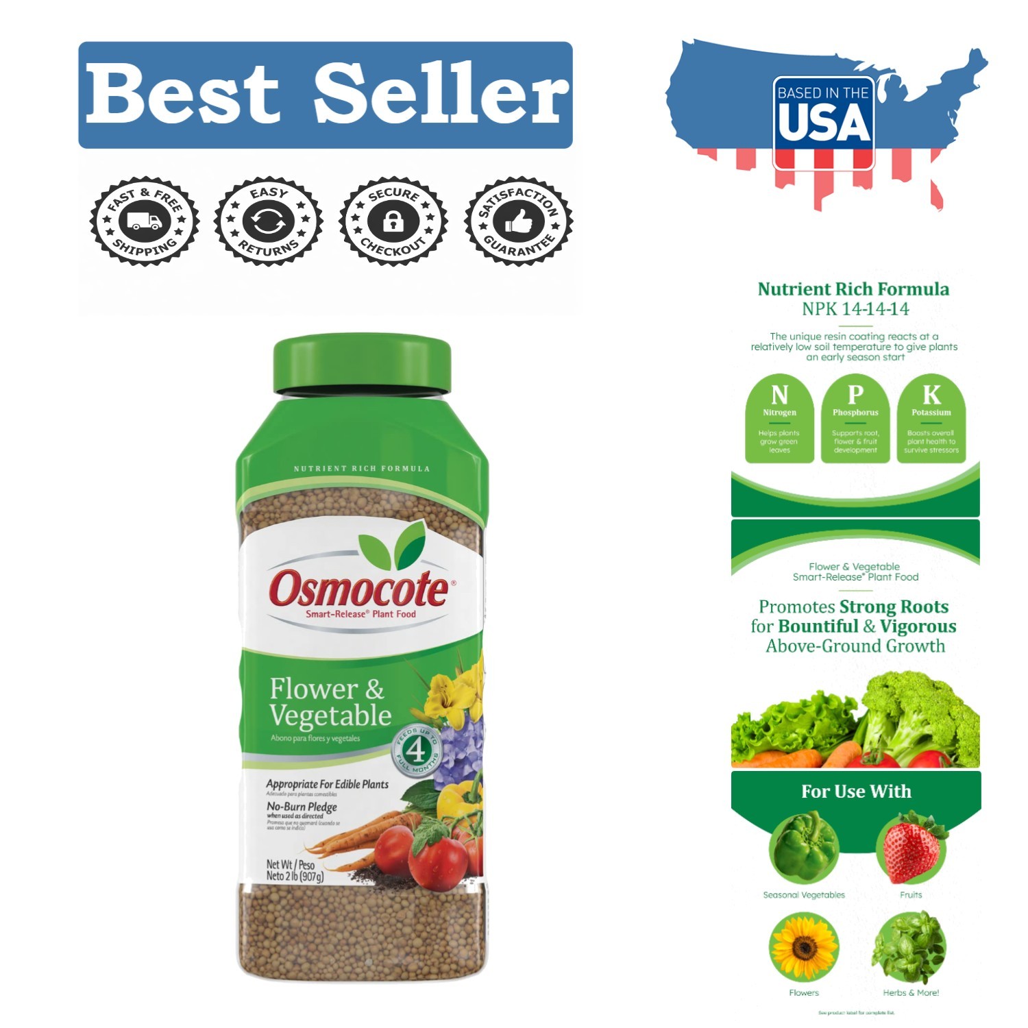 2 lb Slow-Release Plant Food for Flowers & Vegetables | Promotes Robust Growth