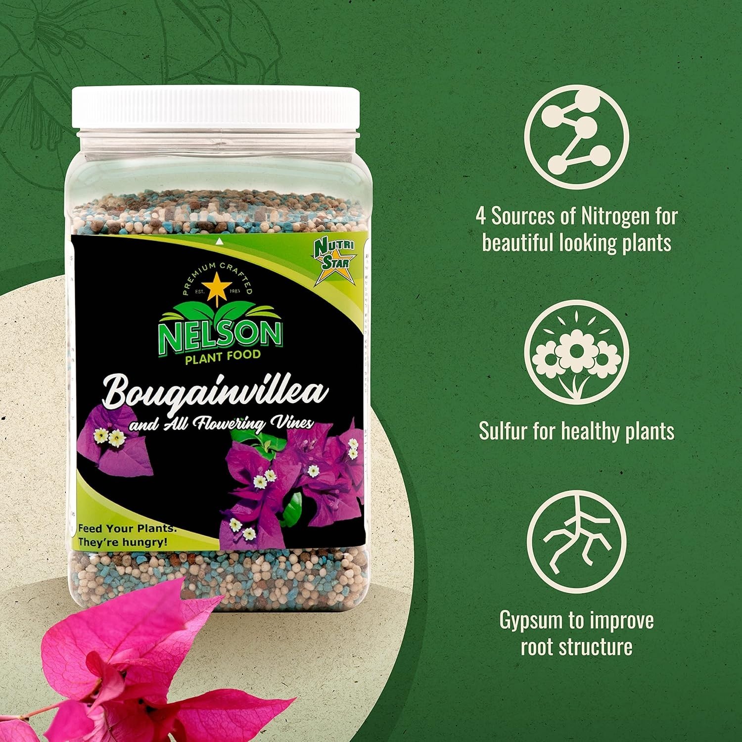 NutriStar 2 lb Granular Fertilizer for Vibrant Bougainvillea & Flowering Vines