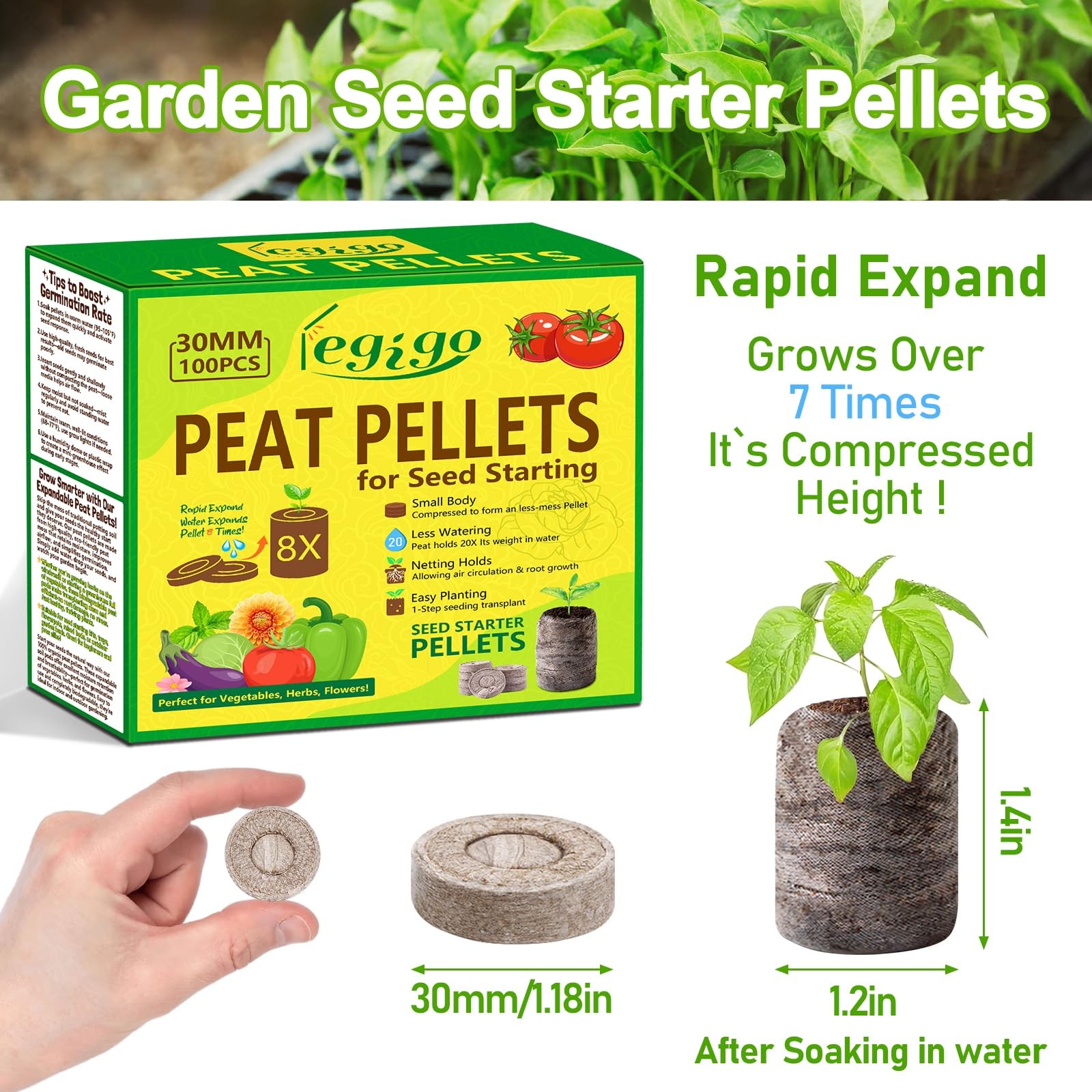 Legigo 100 Pcs 30mm Peat Pellets Seed Starter Soil Pods Seedling Soil Block Peat