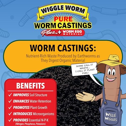 Wiggle Worm 100% Pure Worm Castings Plus Worm Egg Material, 40lbs – Organic