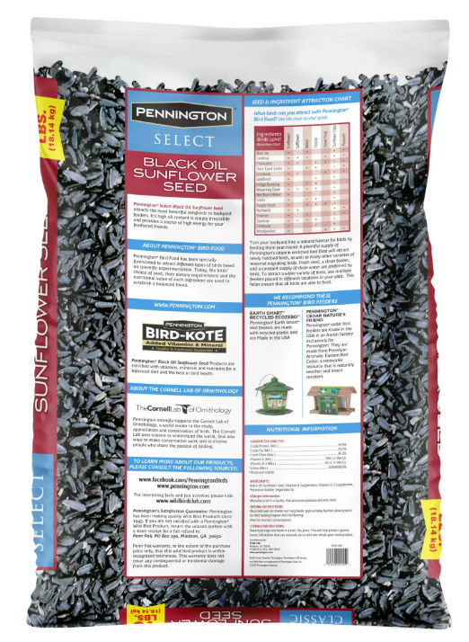 (3 pack) Pennington Select Black Oil Sunflower Seed Wild Bird Dry Feed, 10 lb.