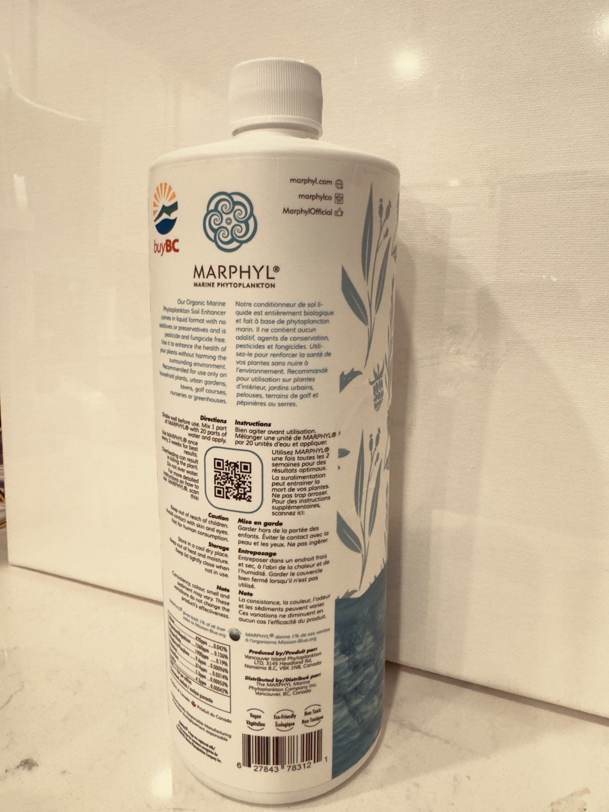 MARPHYL Organic Liquid Soil Enhancer/Fertilizer with All Natural Marine Phytopla