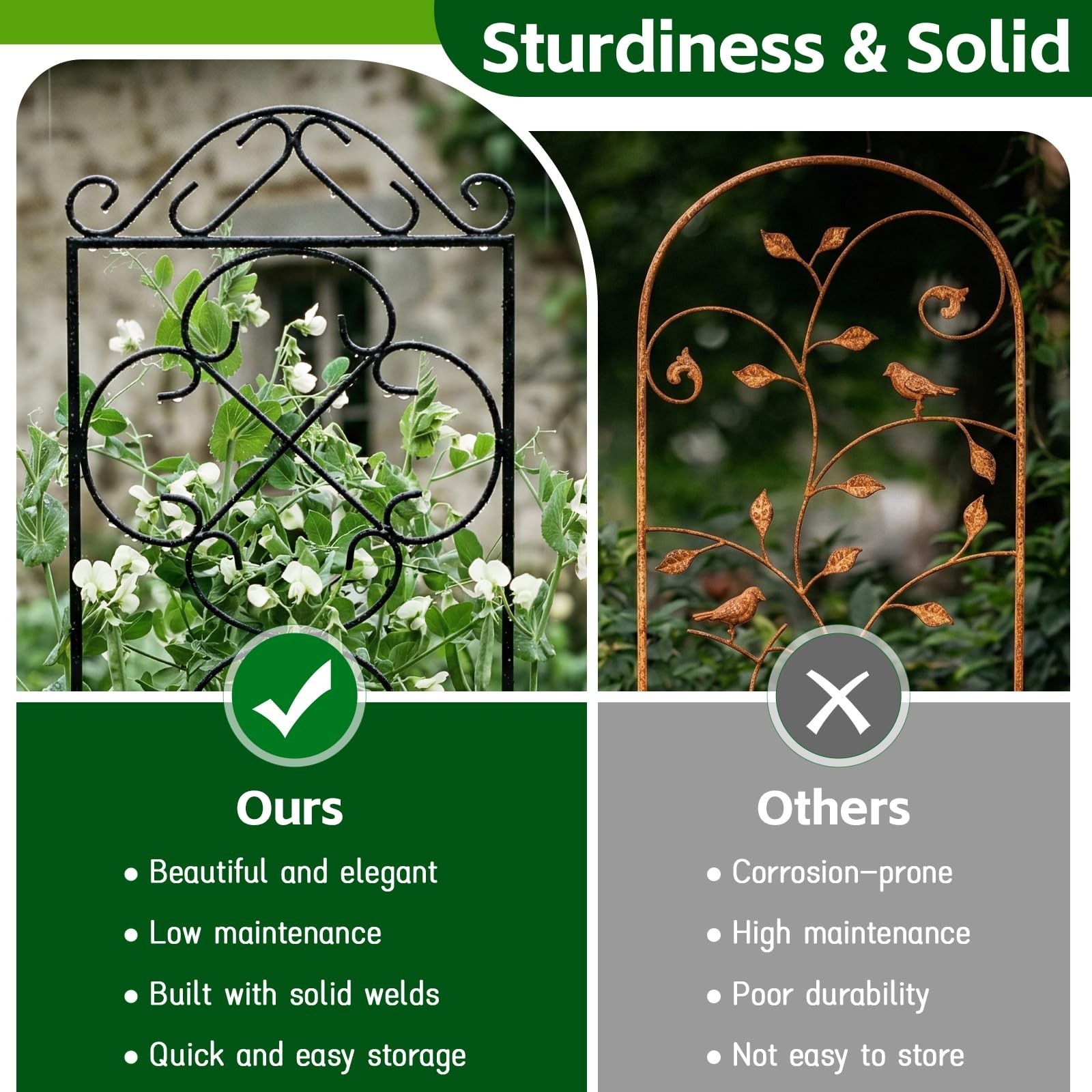 Garden Trellis 4 Pack 48” H x 12.5” W Metal Plant Climbing Trellis Suitable…