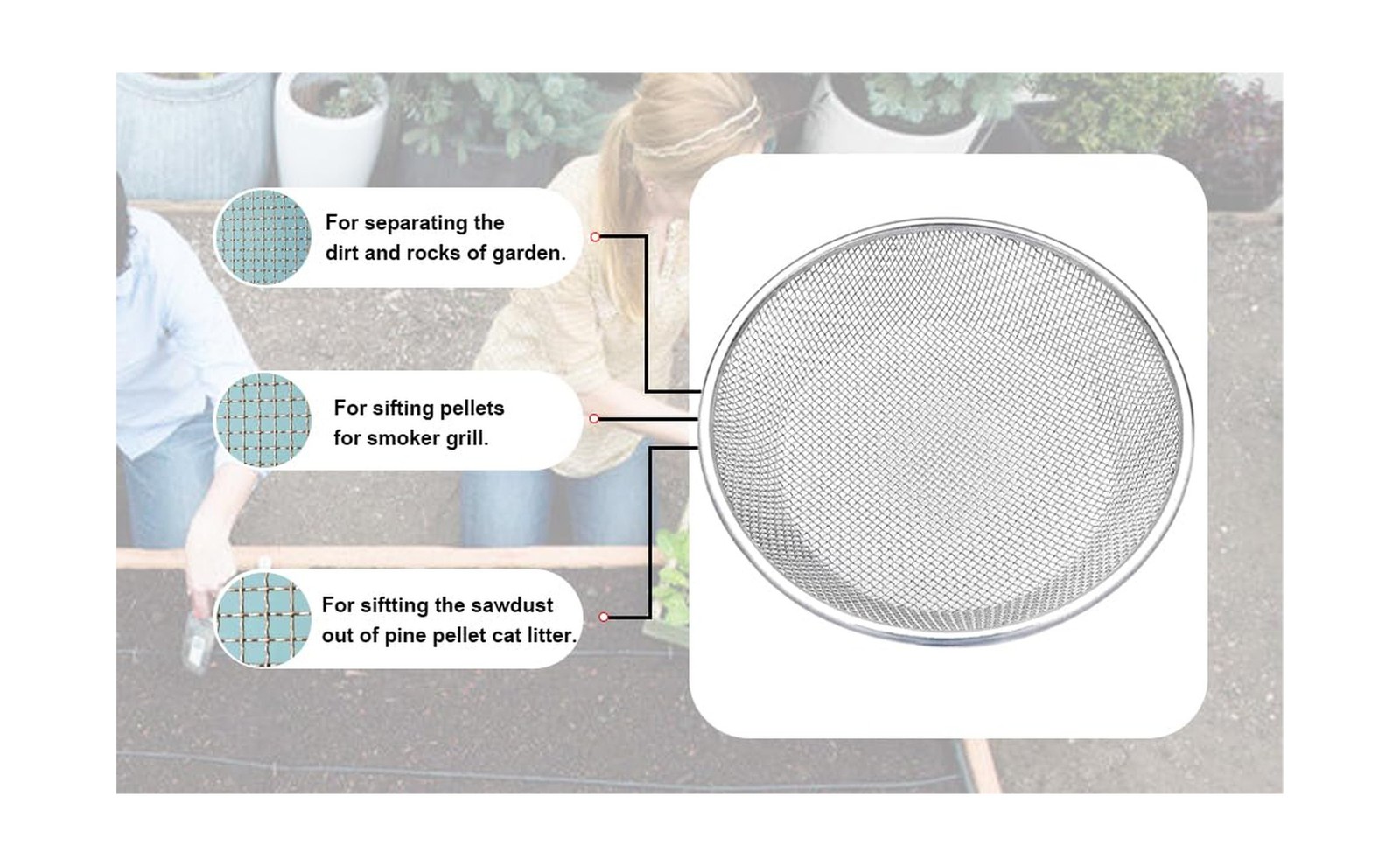 3PCS Soil Sifter for Gardening, Rock Sifter for 5 Gallon Bucket,Compost Sifte…