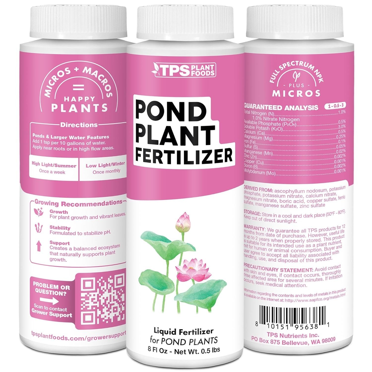 Pond Plant Fertilizer – Liquid Plant Food Healthy Aquatic Growth Stronger Roots