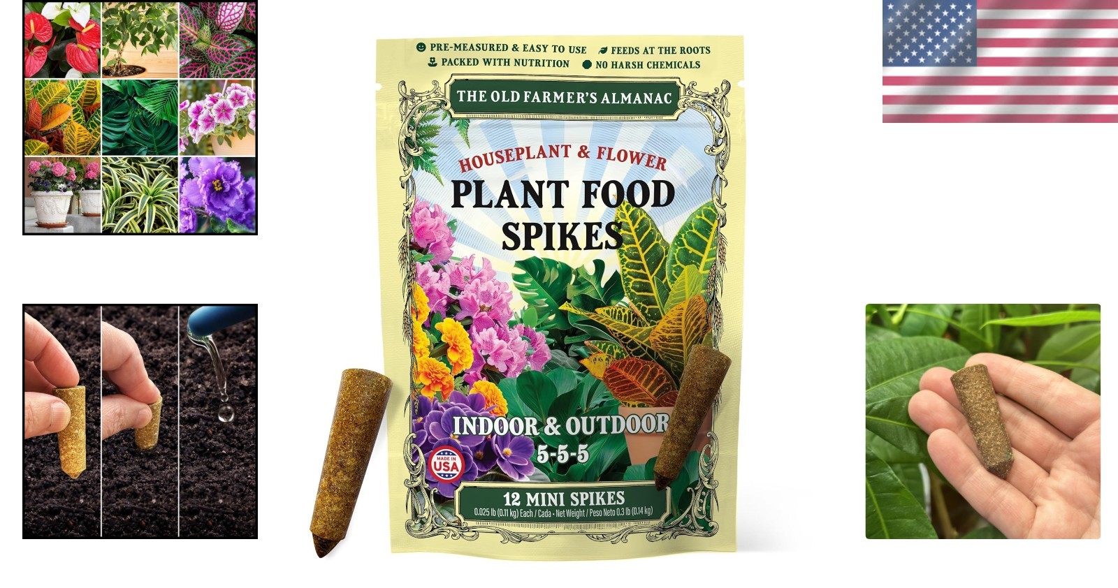 Indoor Plant Fertilizer Spikes 5-5-5 – 12 Pack