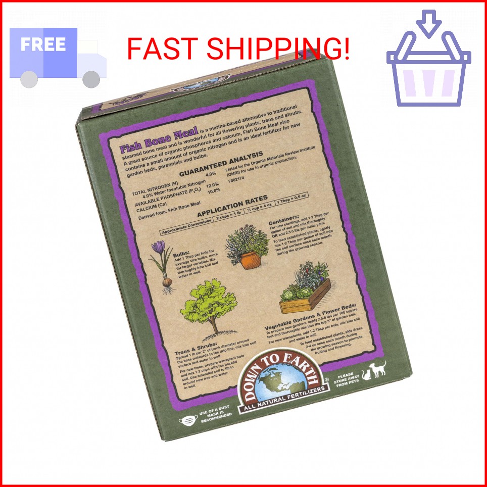 Down To Earth All Natural Fertilizers Organic Fish Bone Meal – High Phosphorus P