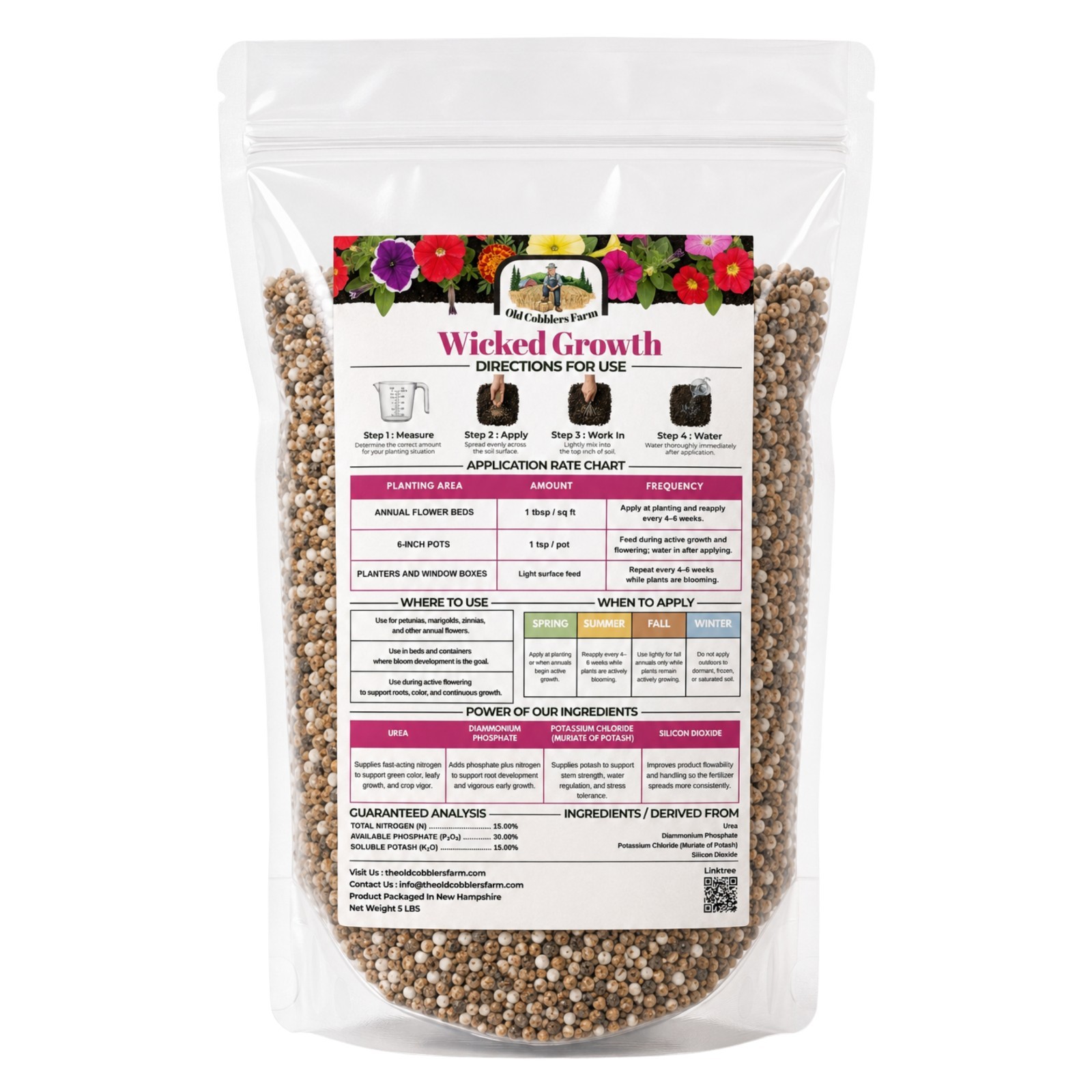 Old Cobblers Farm™ Wicked Growth Annual Flowers Fertilizer– Strong Roots & Bloom