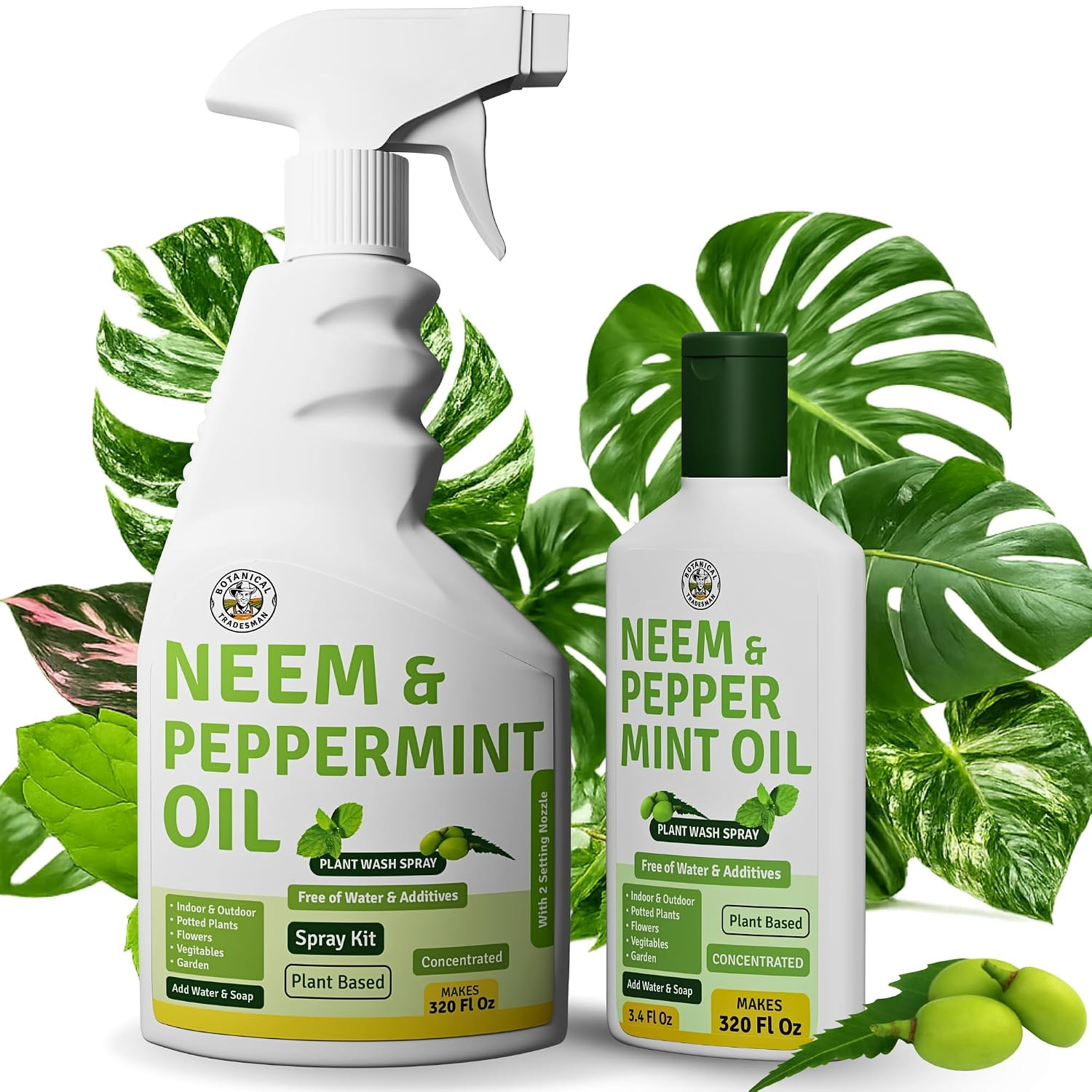 Neem Oil Spray for Plants with Peppermint – Makes 320 Fl Oz – 20 Times Refill- D