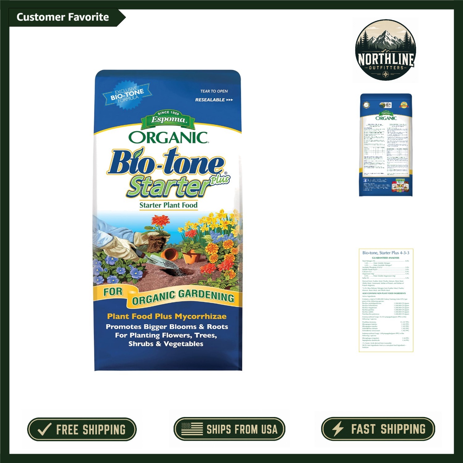 8 lb Organic -Tone Starter Plus Fertilizer: Mycorrhizae for Thriving Plants