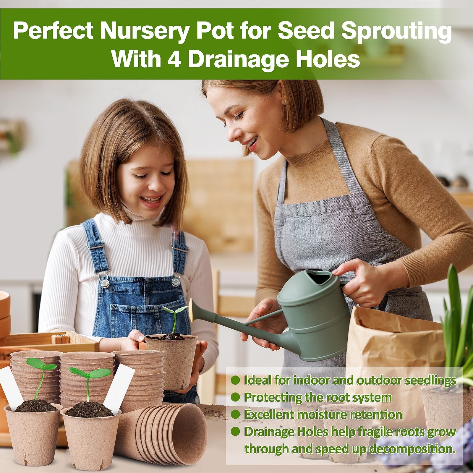 Peat Pots for Seedlings 3.15 Inch, Biodegradable Round Seed Starter Pots with…