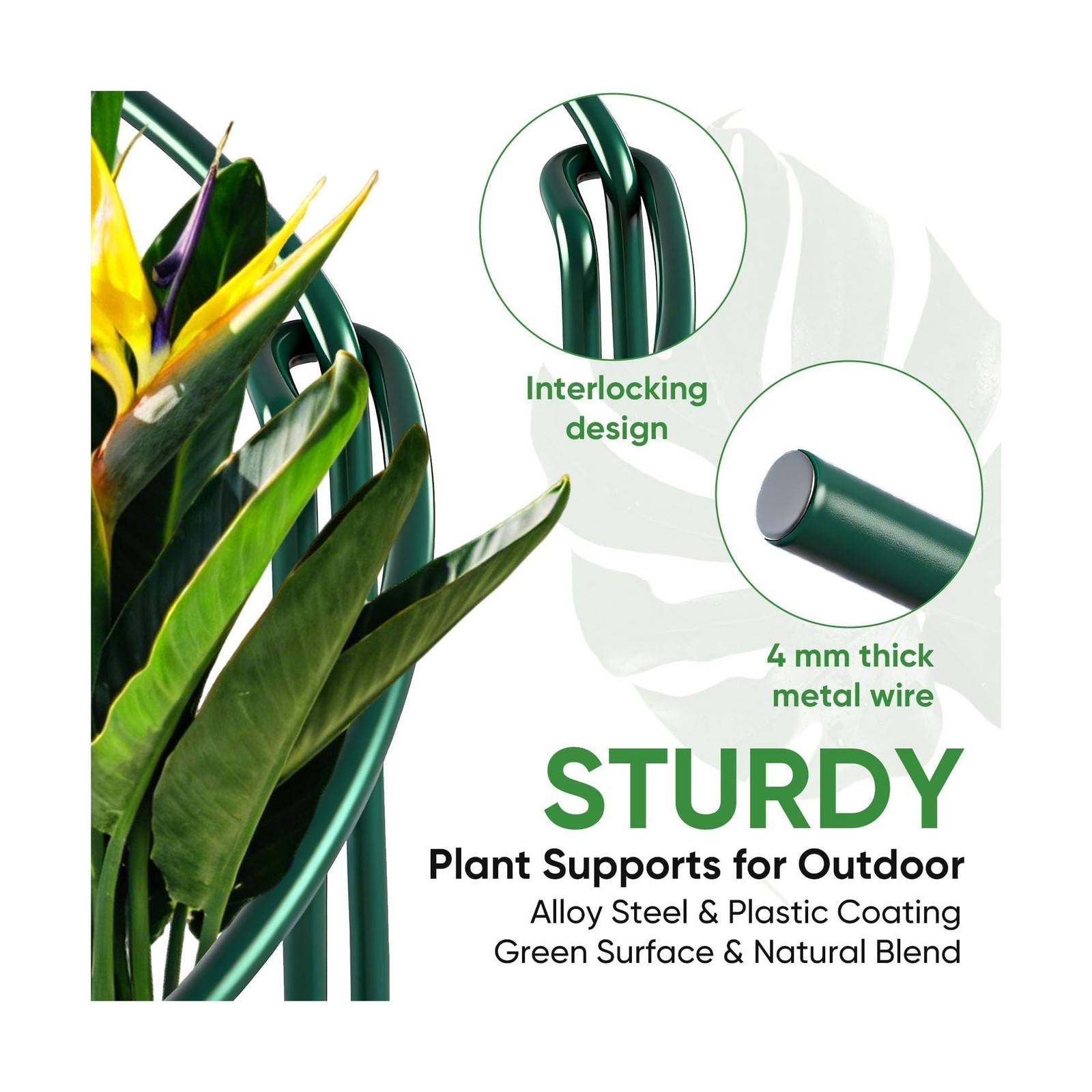HiGift 10 Pack 24″ H x 10″ W Tall Plant Support Stakes, Half Round Metal Peon…