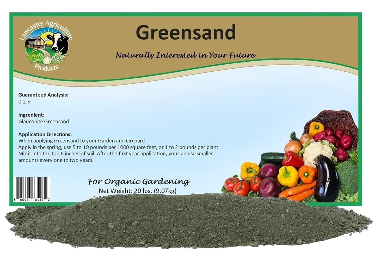Greensand 20 Pounds – Natural Fertilizer for Healthy Soil, Rich in Potassium & I