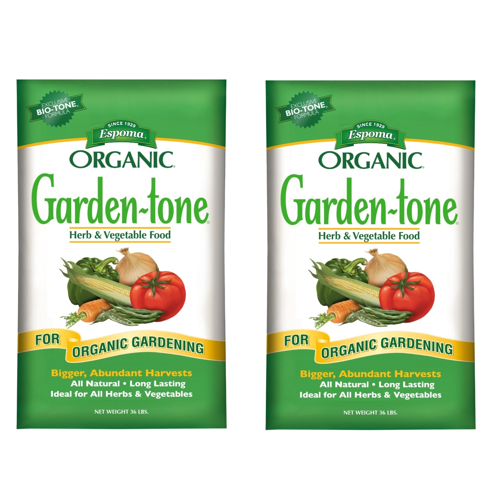 Espoma Organic Garden-Tone Garden Food, 3-4-4, 36-Pound Bag, 2 Pack