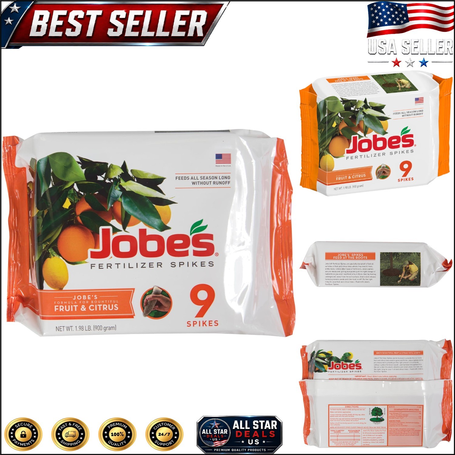 Jobe’s Slow Release Fertilizer Spikes: 9 Count for Lush Fruit & Citrus Trees
