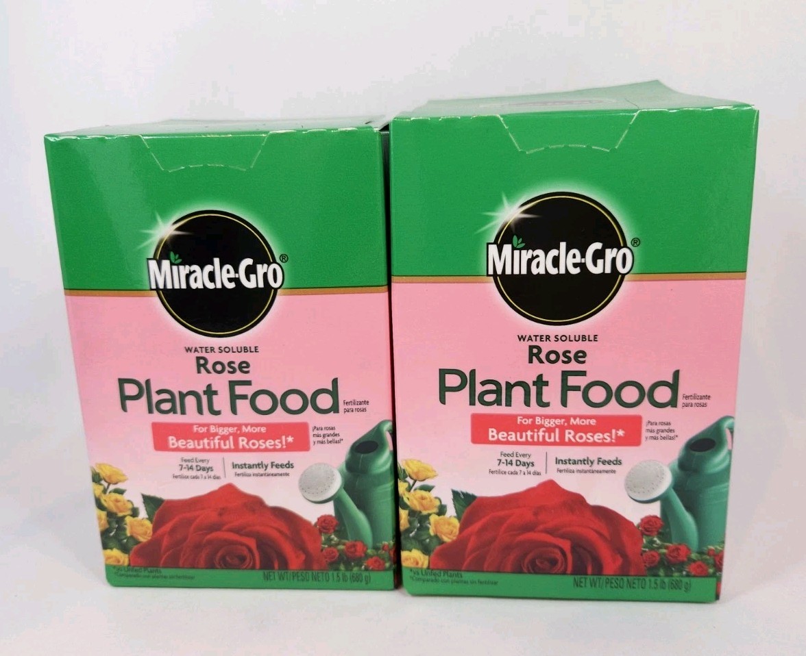 Miracle-Gro Water Soluble Rose Plant Food 1.5 lb Lot of 2 Boxes 18-24-16 new