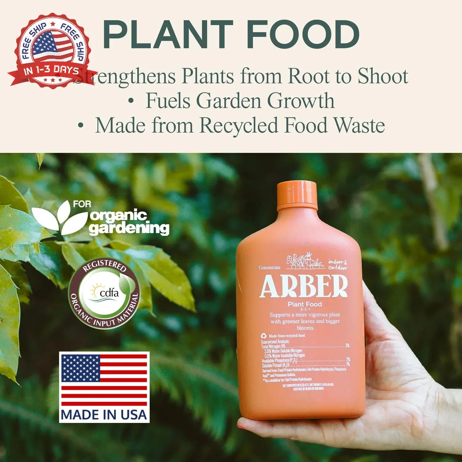 Organic Plant Food Liquid Fertilizer – Indoor & Outdoor Concentrate for Growth,