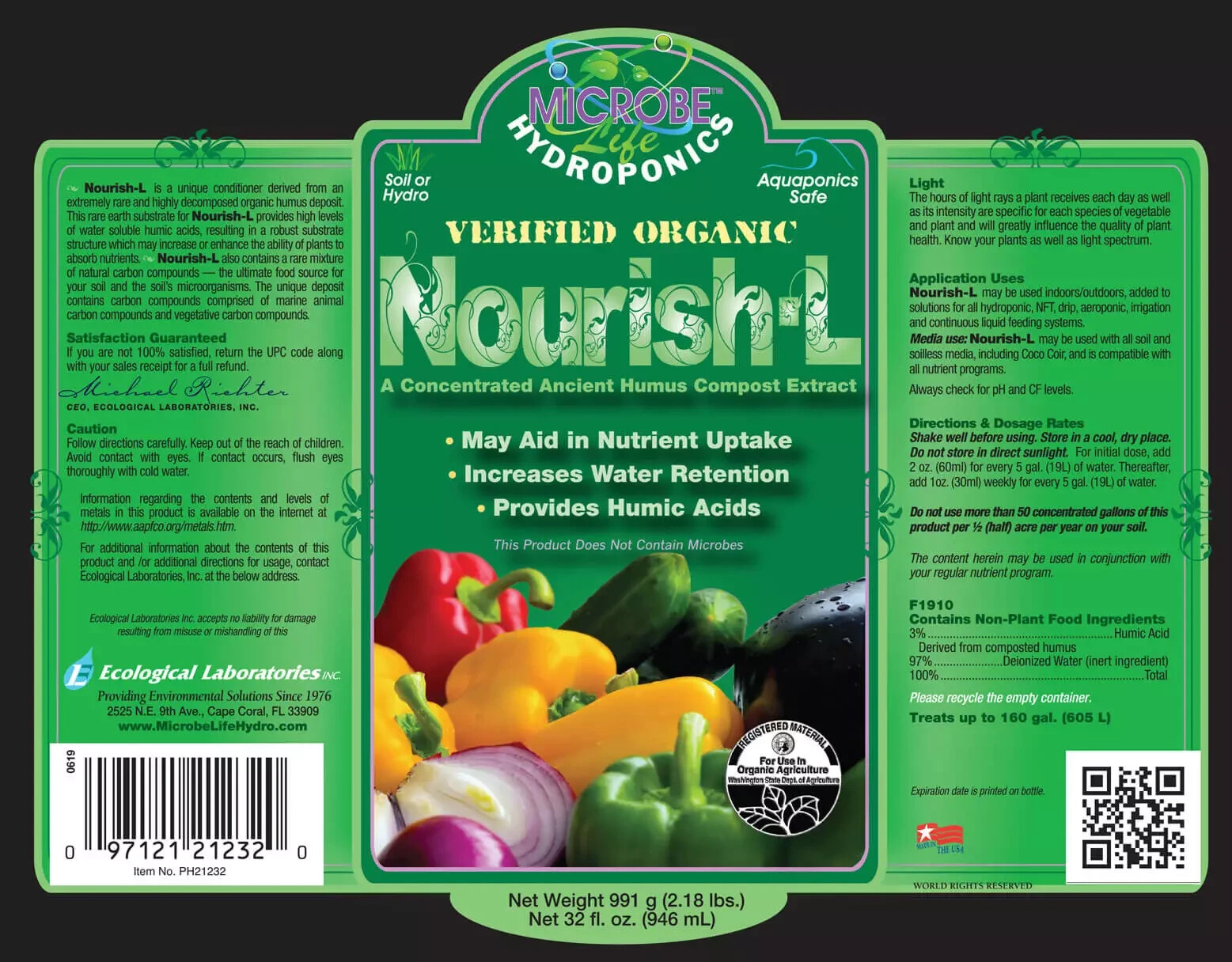 Microbe Life Hydroponics Nourish-L 1 Gallon Rare Earth Humates
