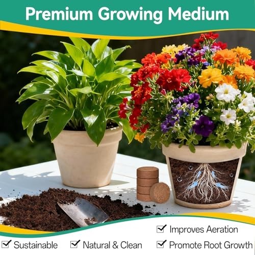 50 Pcs 30mm Organic Coco Coir Pellets – Compressed Potting Soil for Seed Starter