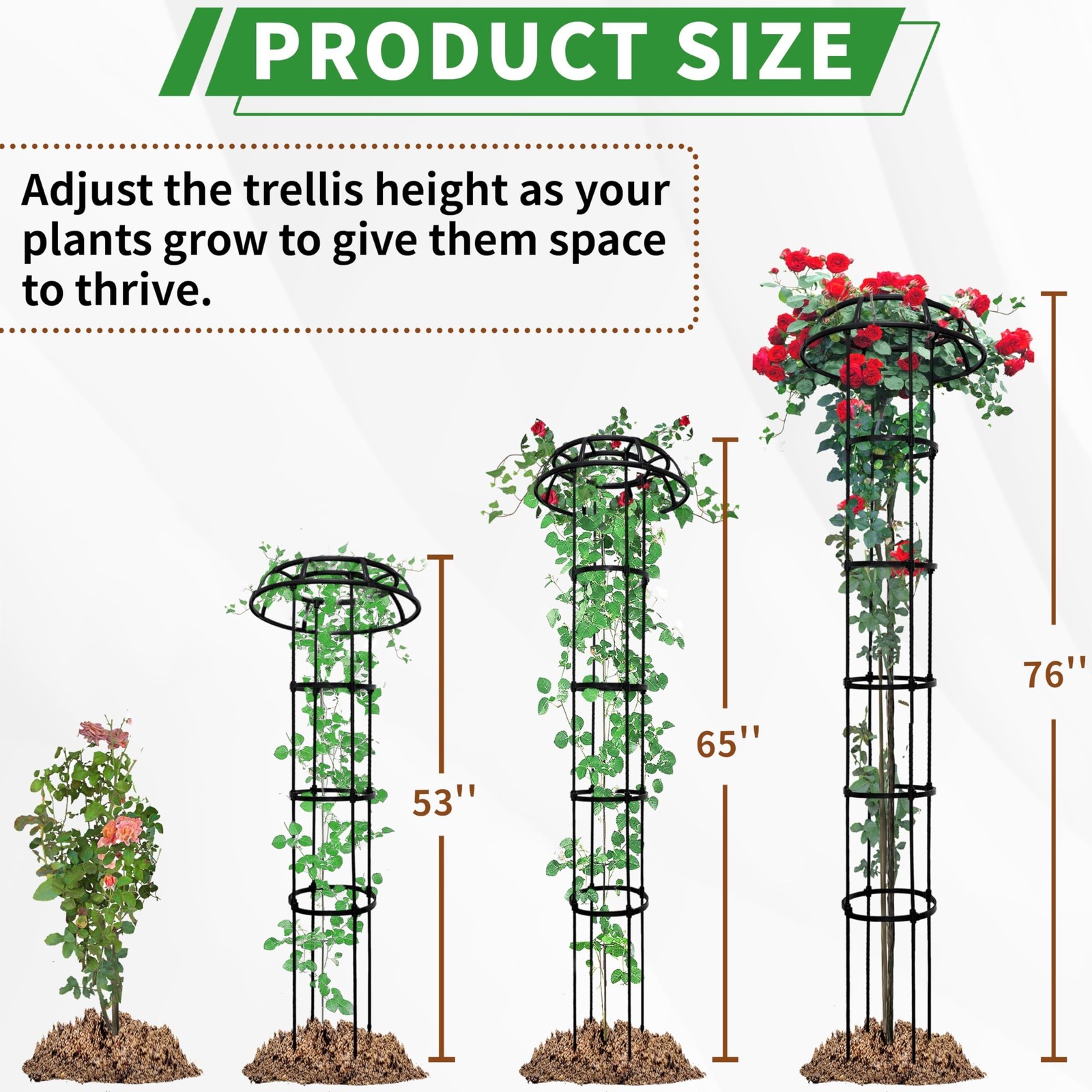 76” Garden Trellis for Climbing Plants, 1 Pack Mushroom Plant Support for