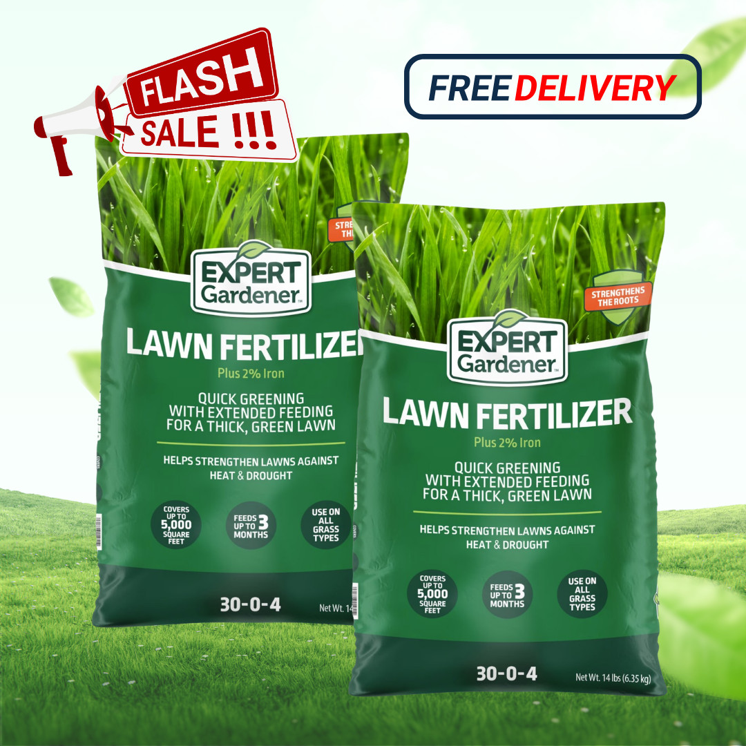 [SALE] (2 Pack) Expert Gardener Lawn Food Fertilizer +2% Iron 14 lb 5,000 Sq Ft