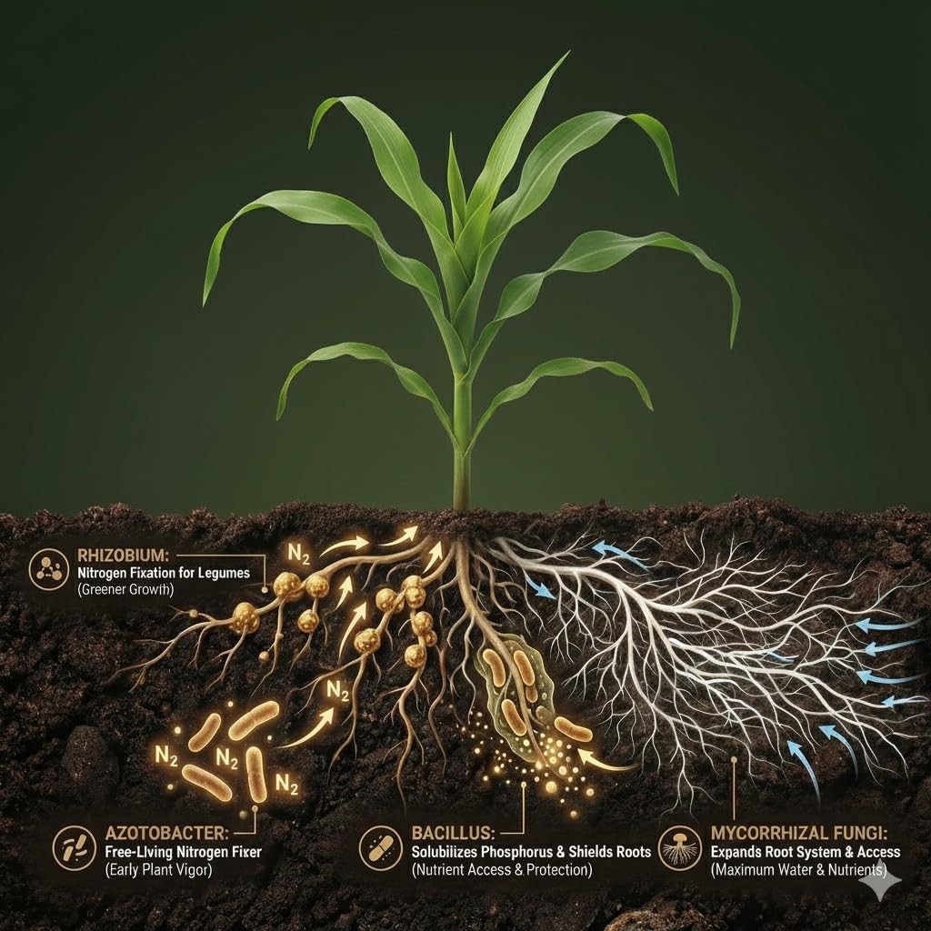 Mycorrhizal Fungi + Beneficial Microbial Blend – Seed Inoculant (8 oz) for Co…