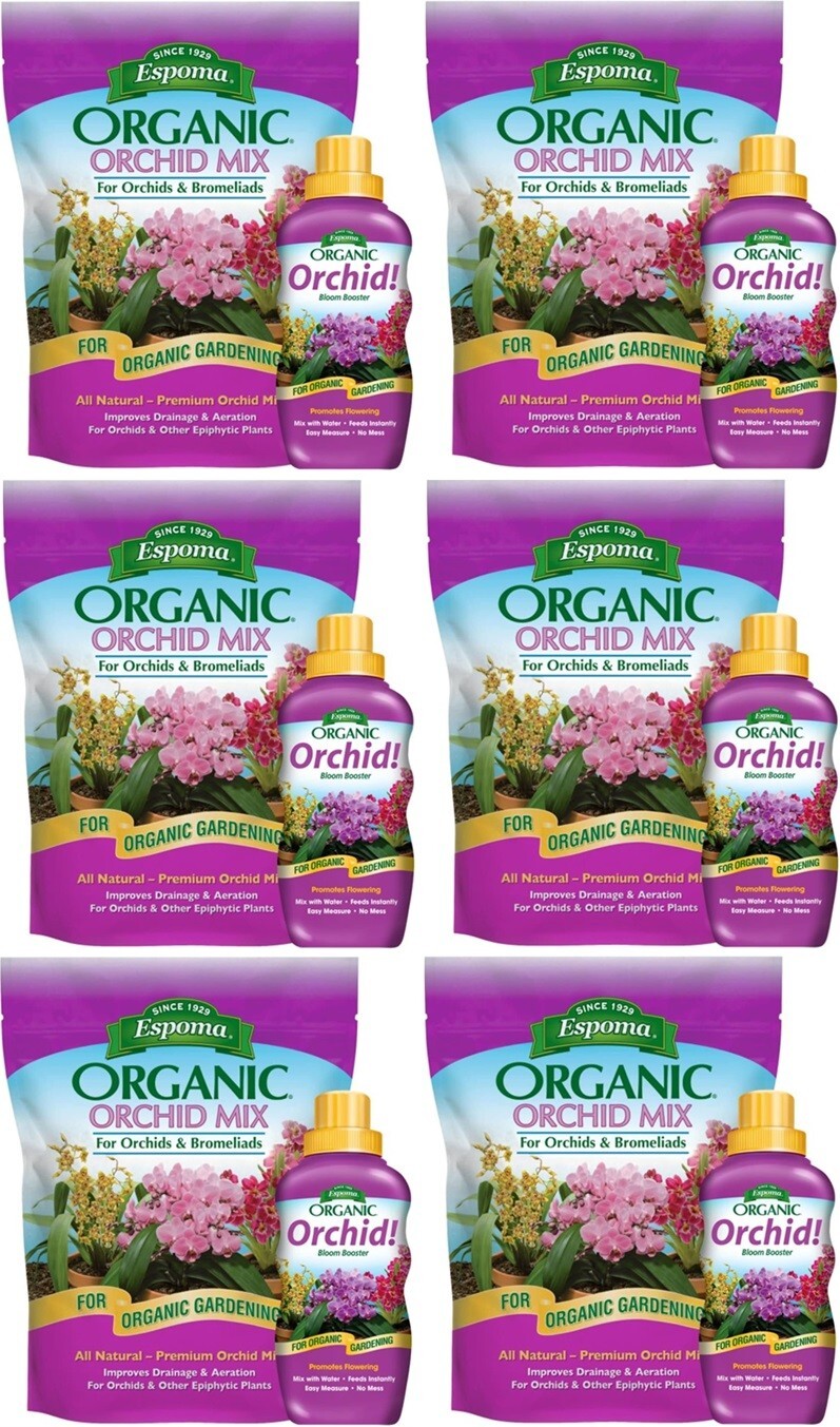 Espoma ORPF8 OR4 Organic Orchid Bromeliad Plant Food + Soil Mix Combo – 6 Pack